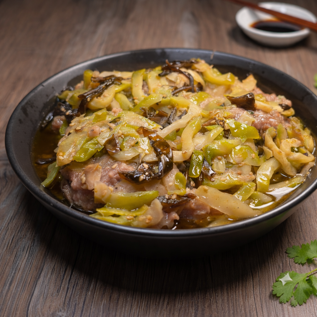榨菜木耳絲牛肉餅
